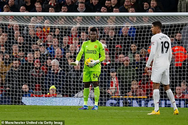 Onana frustrated the home supporters as he took plenty of time over his goal kicks