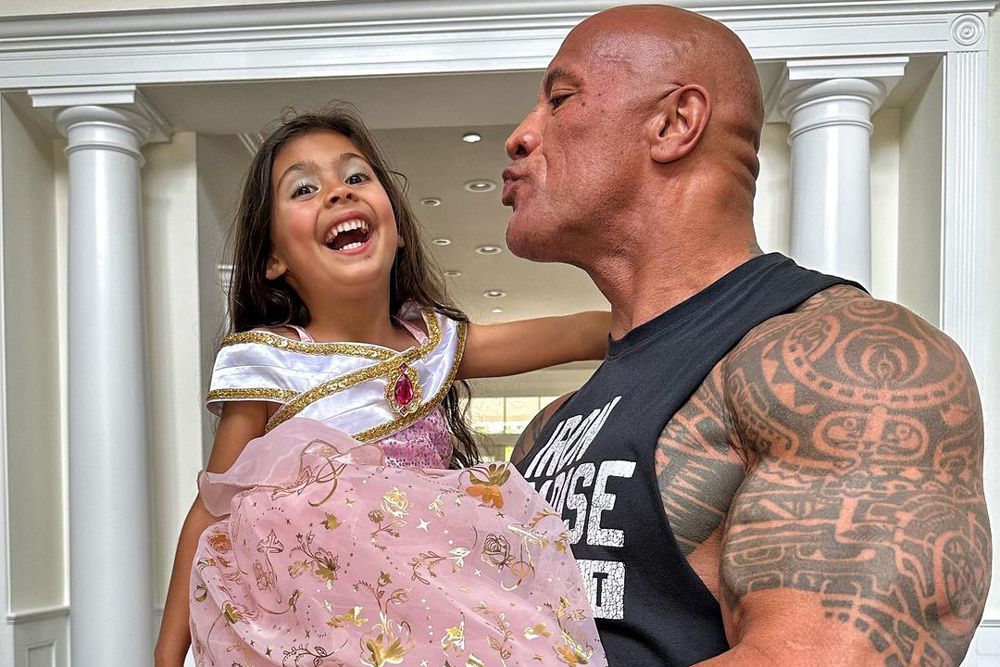 Dwayne Johnson Puckers Up, Holds Daughter, 5, During Her ...