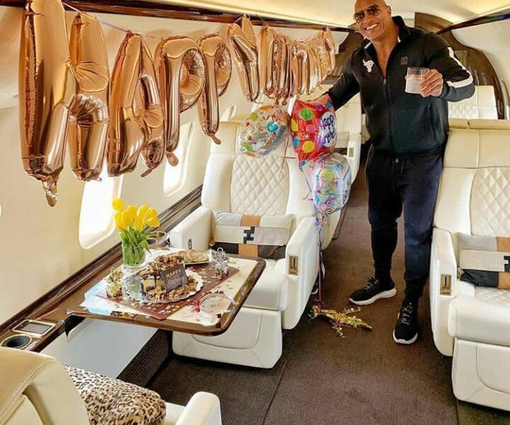 The Rock' Celebrates His Birthday In His Private Jet (Photos ...