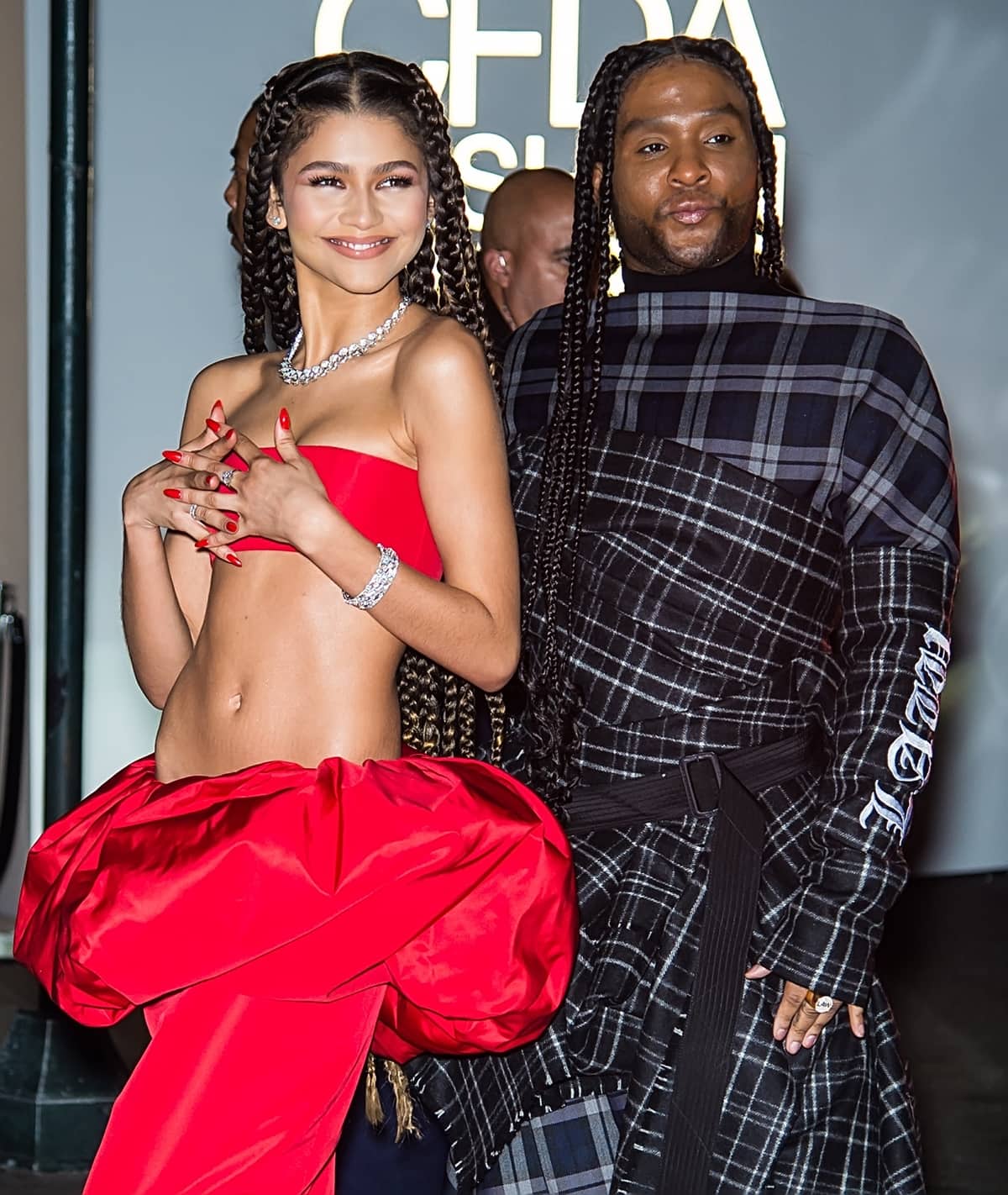 Zendaya posing with her longtime stylist Law Roach