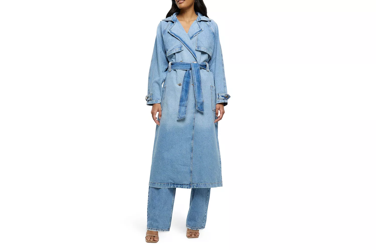 Nordstrom River Island Belted Denim Trench Coat