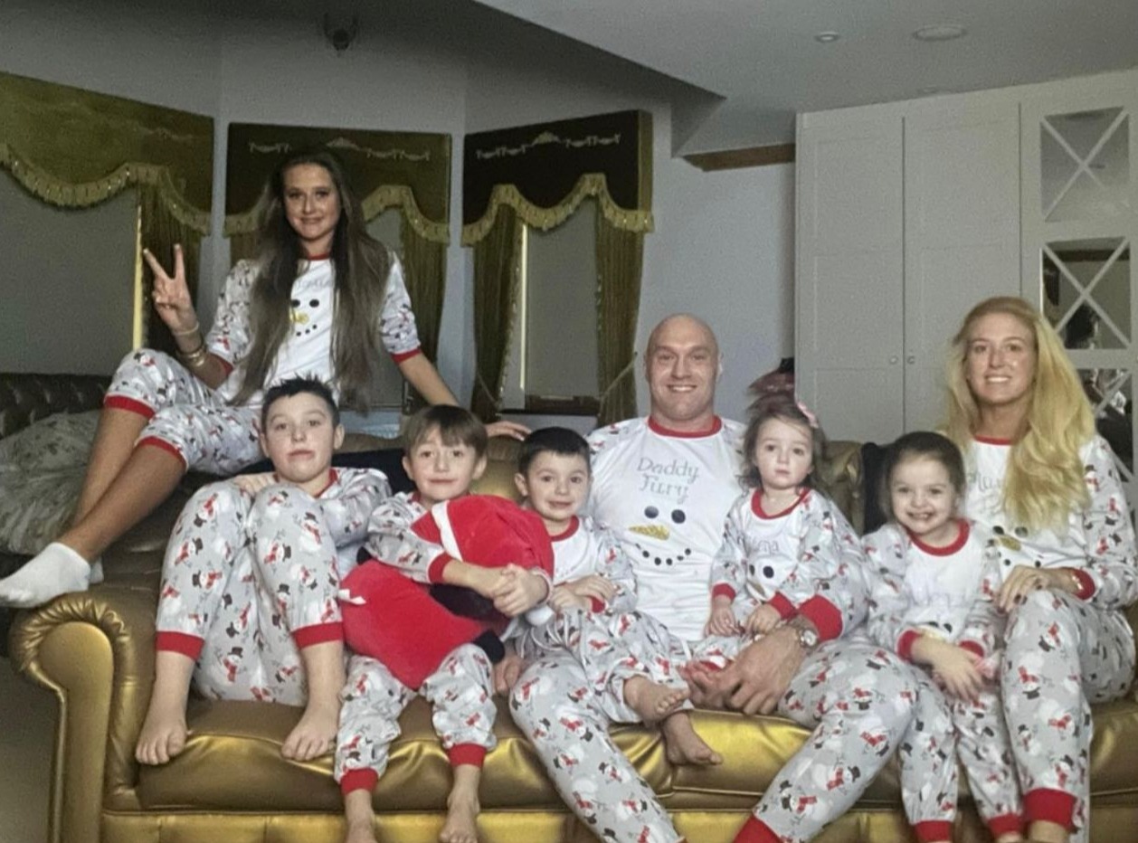 Tyson Fury and wife Paris donned matching Xmas pyjamas with their six kids