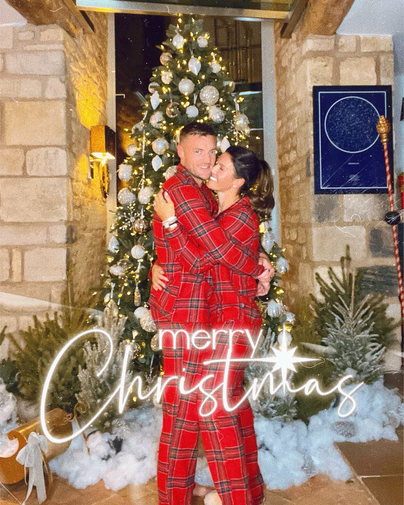 Jamie Vardy and wife Rebekah wore matching PJs for their Xmas snap