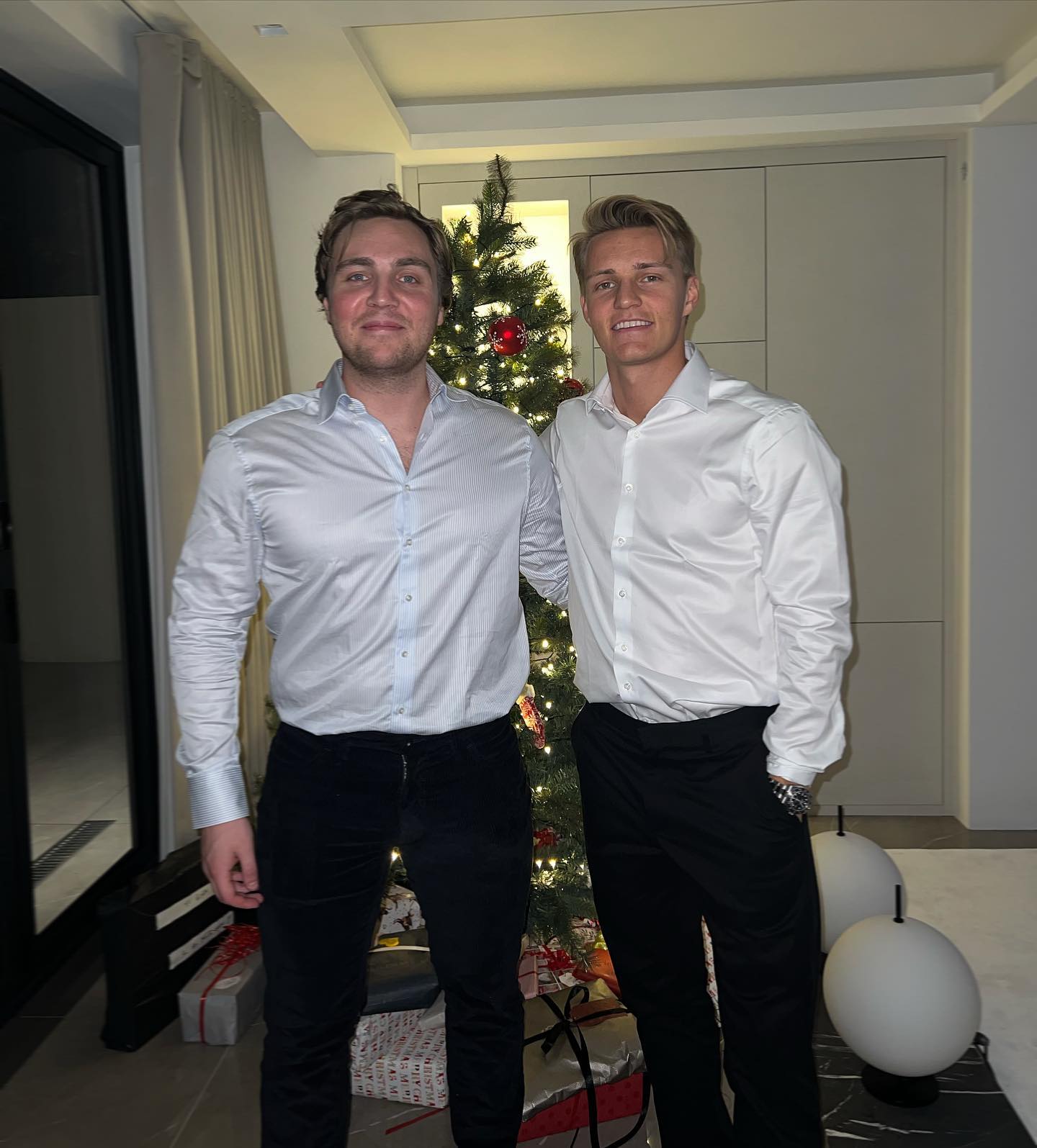 Arsenal whizz Martin Odeegard posed for a snap with brother Kristoffer