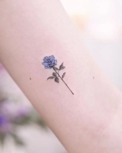 Small Blue Rose Tattoo