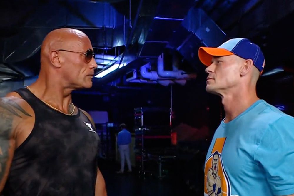 Dwayne 'The Rock' Johnson Faces off Against John Cena Backstage at WWE