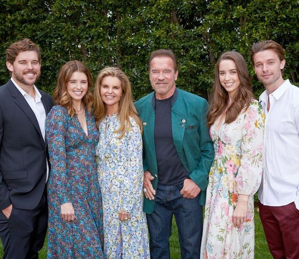 Christopher Schwarzenegger (left), pictured with his parents and three of his siblings, has tended to keep out of the spotlight himself