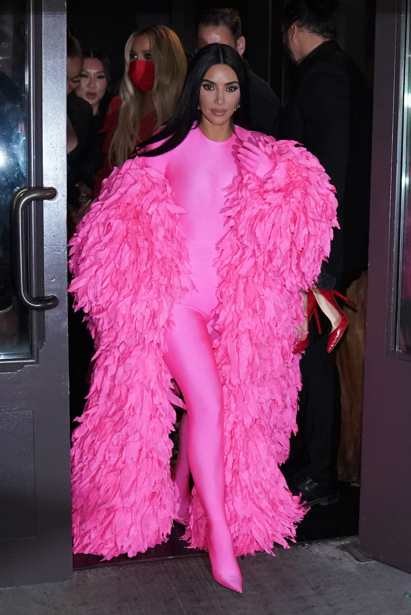 Kim Kardashian rocks pink ruffles for 'SNL' afterparty