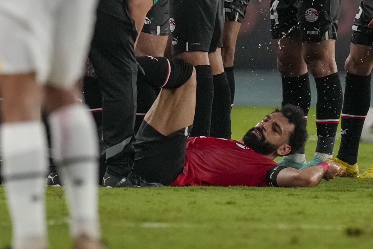 Mohamed Salah goes off injured during Egypt's game against Ghana at Africa  Cup - The San Diego Union-Tribune