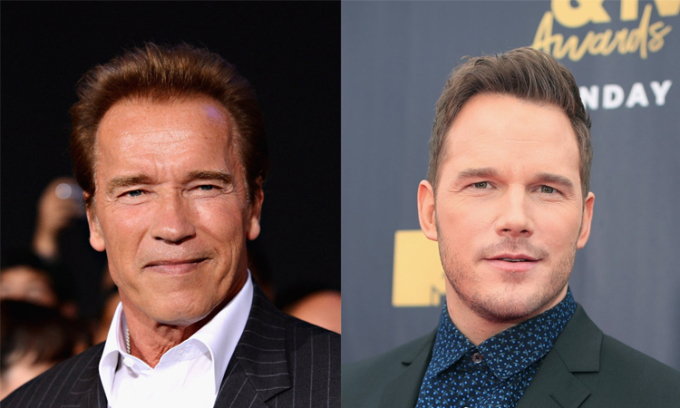 Arnold Schwarzenegger (left) and son-in-law Chris Pratt. Photo: Independent.