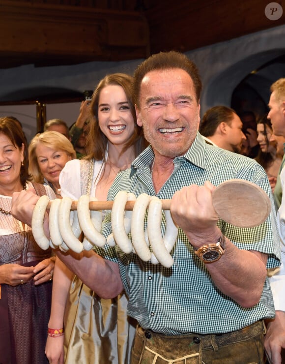 Arnold Schwarzenegger and his daughter Christina during the 29th Weisswurstparty at the Stanglwirt Hotel in Going, Austria on January 27, 2020.