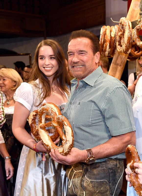 Arnold Schwarzenegger and his daughter Christina during the 29th Weisswurstparty at the Stanglwirt Hotel in Going, Austria on January 27, 2020.