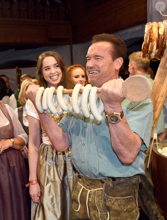 Arnold Schwarzenegger and his daughter Christina during the 29th Weisswurstparty at the Stanglwirt Hotel in Going, Austria on January 27, 2020.