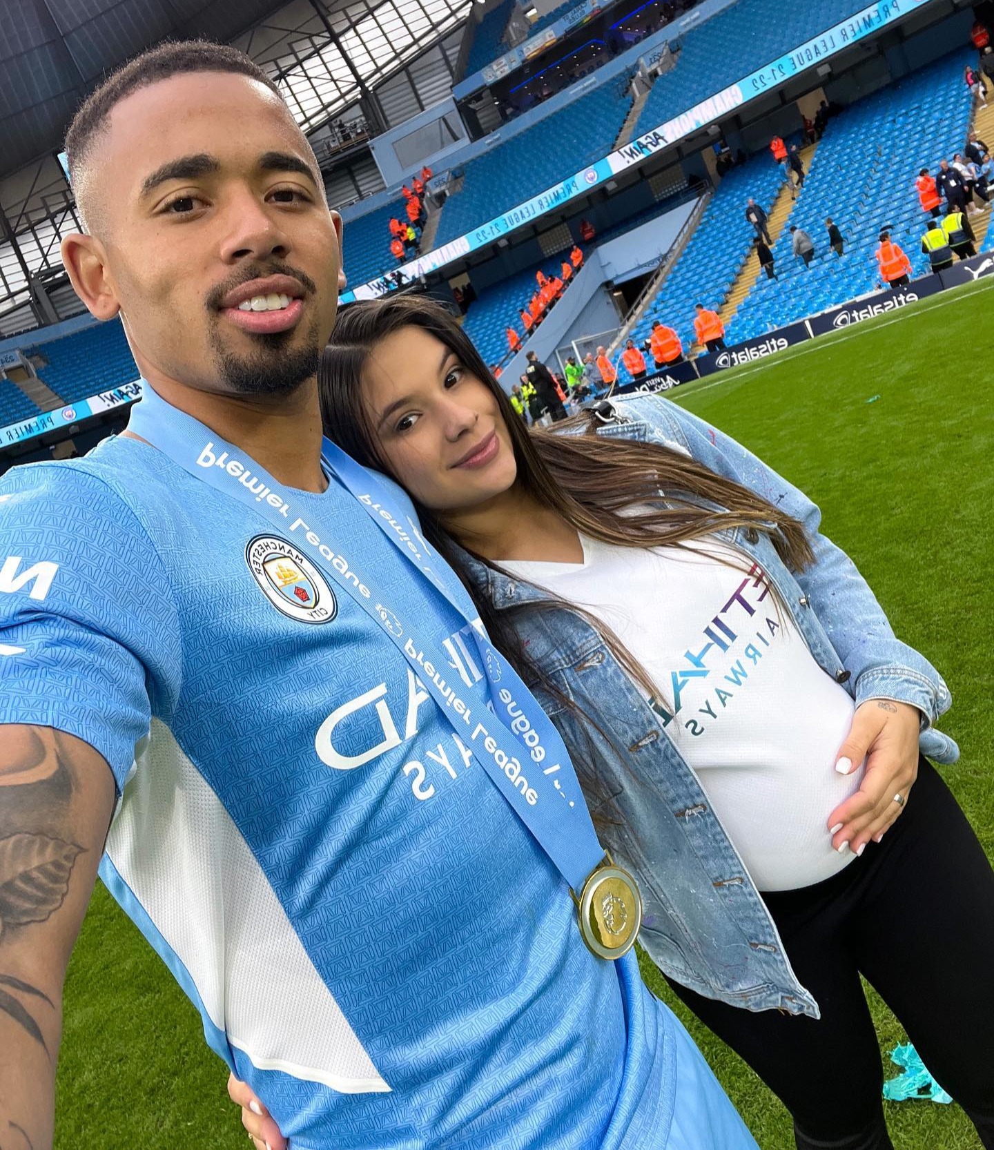 Lima helped Jesus celebrate Man City's Premier League title win back in May