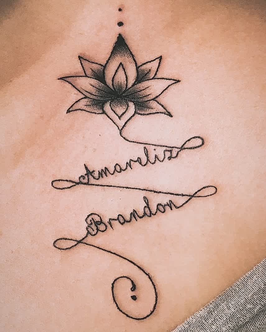 Lotus Baby Name Tattoo