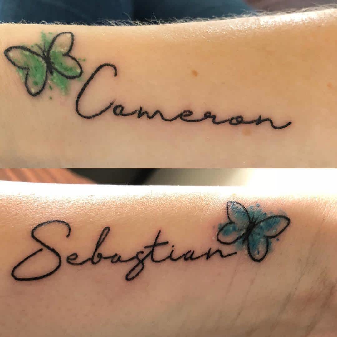 Butterfly Baby Name Tattoo