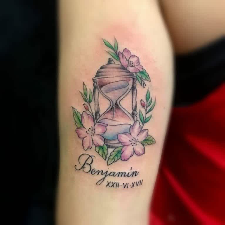 Hourglass Baby Name Tattoo