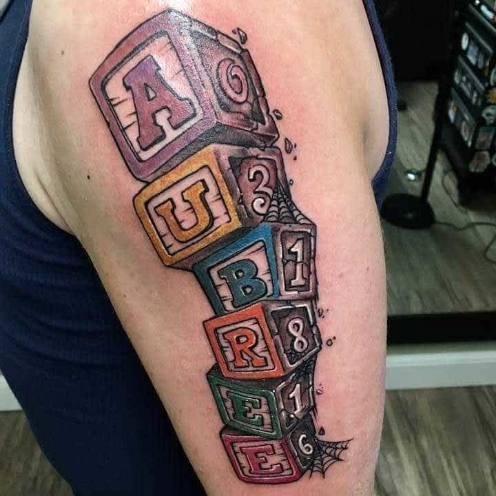 Blocks Baby Name Tattoo