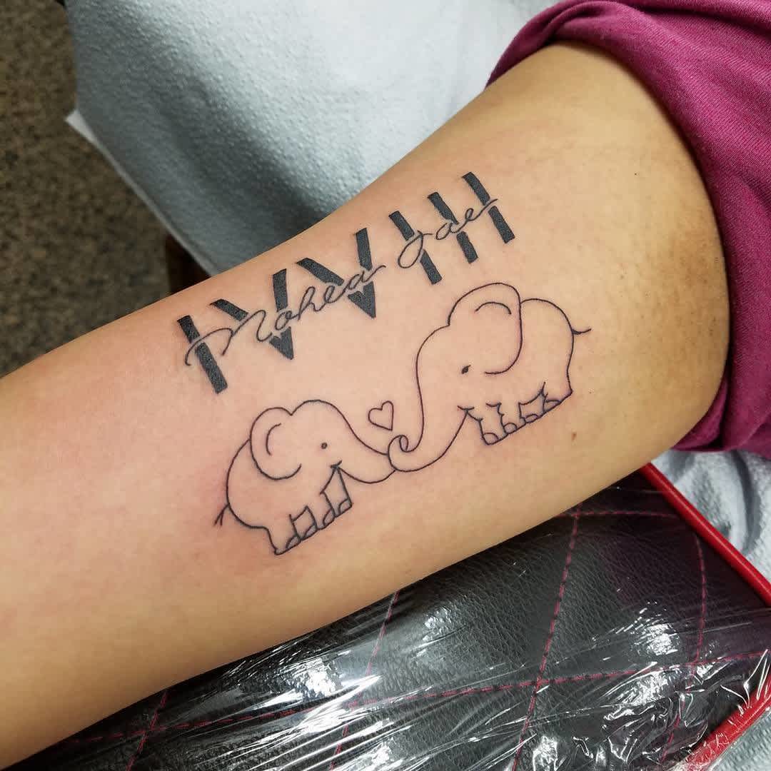 Elephant Baby Name Tattoo