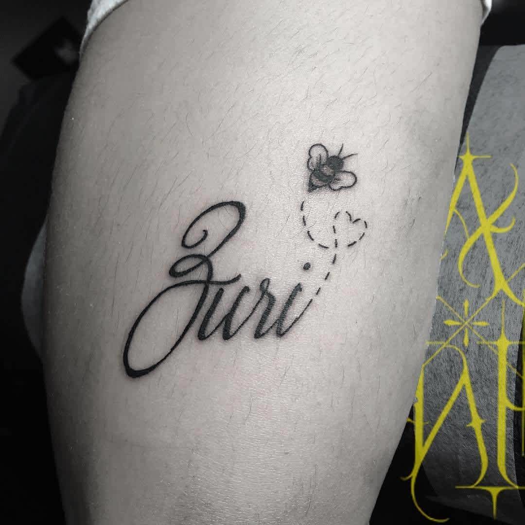 Bumble Bee Baby Name Tattoo