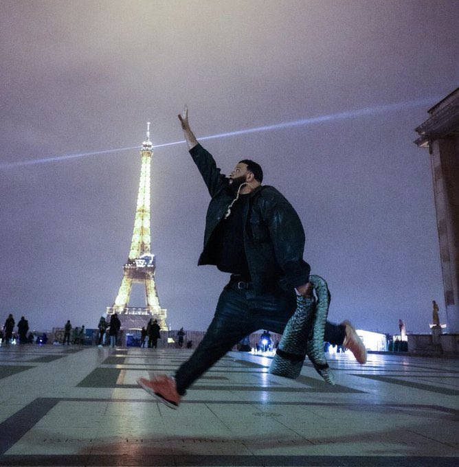 DailyRapFacts on X: "DJ Khaled recreated the Air Jordan “Jumpman” in Paris  https://t.co/NLnUYFCRj2" / X