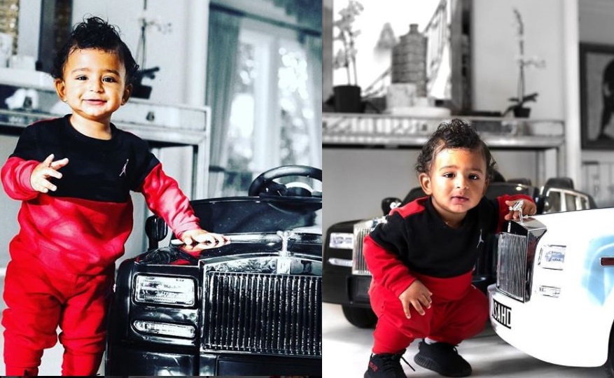 DJ Khaled's son Asahd poses with two of his mini Rolls Royce cars (Photos)