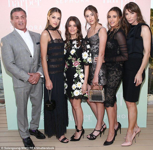 Sly and the family Stallone! Sylvester shows off daughters at party |  Sylvester stallone, Sylvester, Celebrity kids