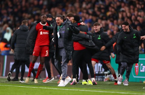 Darwin Nunez's hilarious reaction to Virgil van Dijk's goal in Liverpool's  Carabao Cup final win over Chelsea