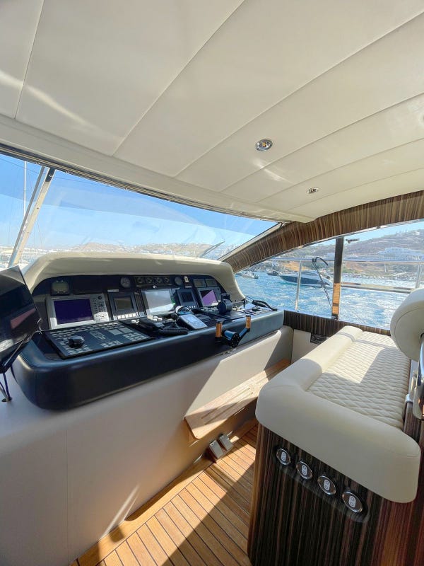 Interior view of Zeus yacht at captain's seat