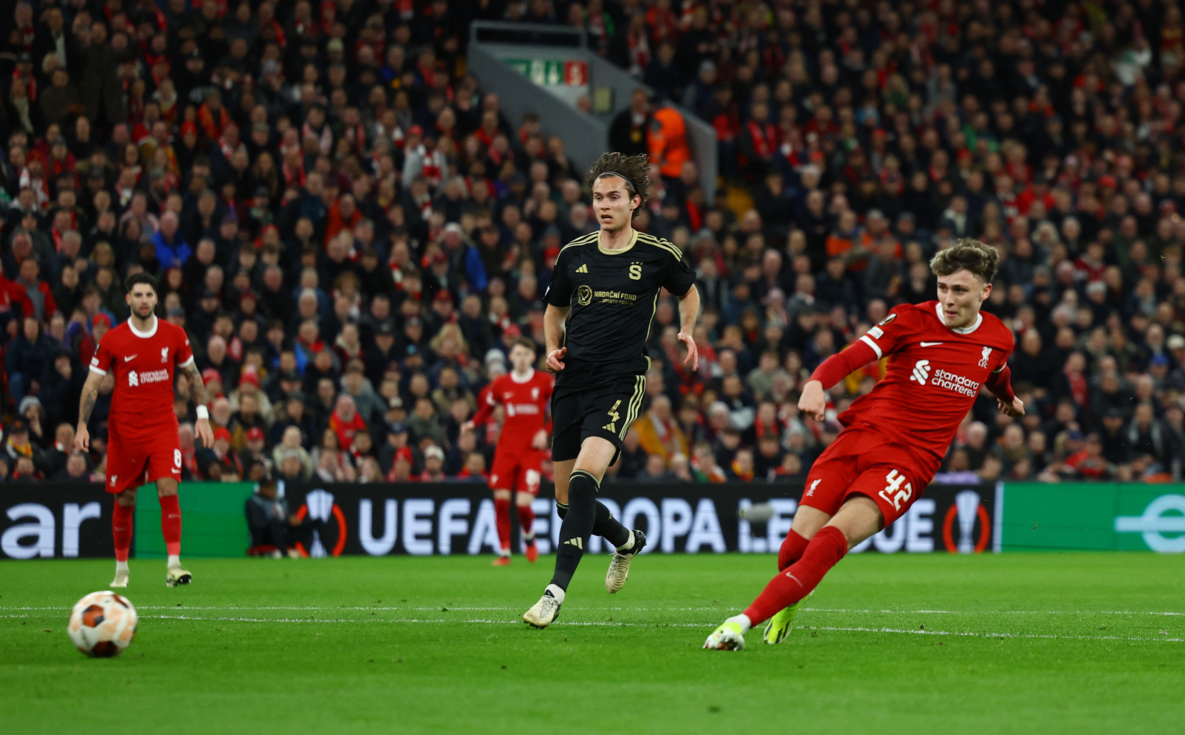 Clark scored his first senior goal in the Anfield rout