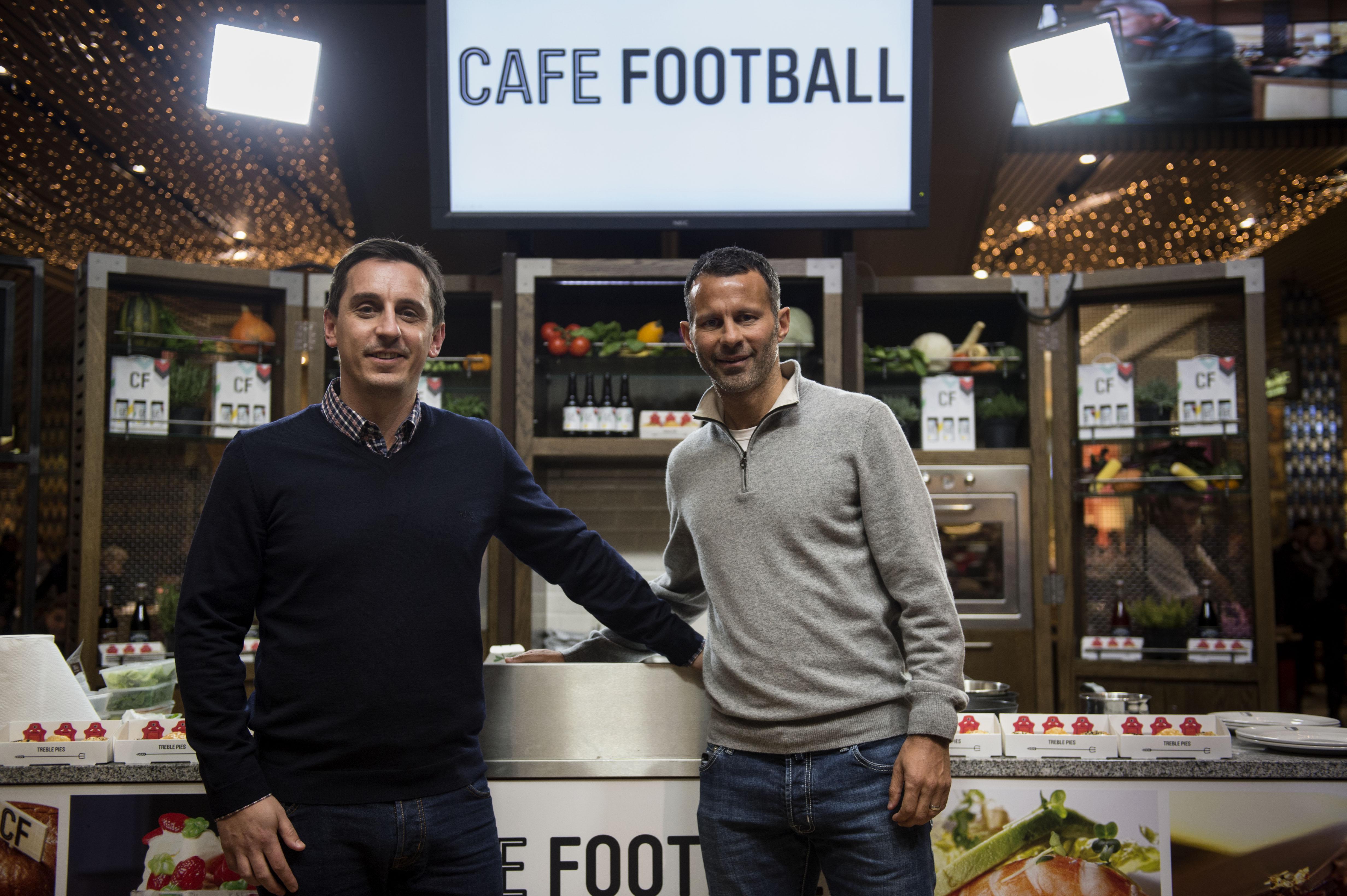  Footballers Gary Neville and Ryan Giggs launched their joint venture, Cafe Football, at Westfield Stratford shopping centre