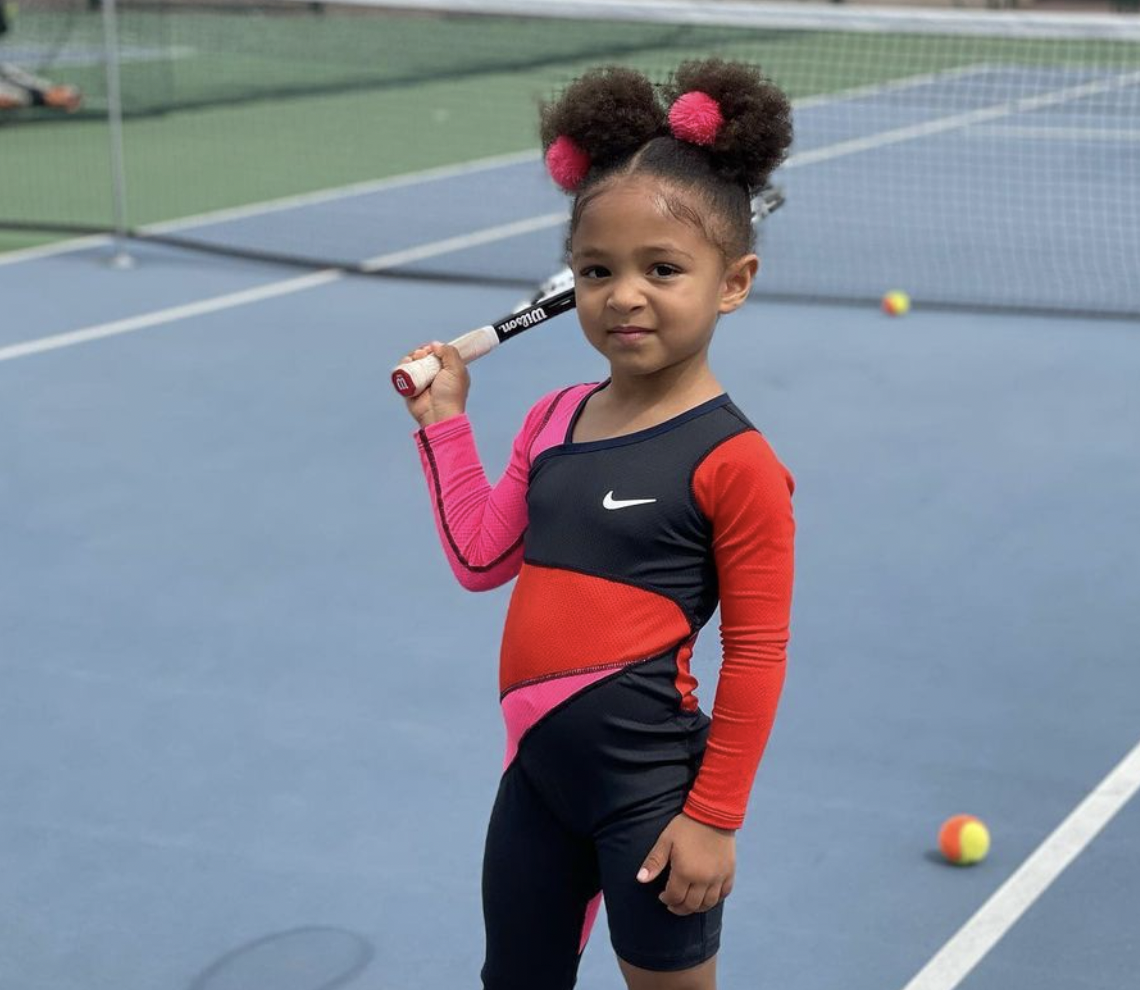 Watch Serena Williams' Daughter Olympia Adorably Practice Tennis