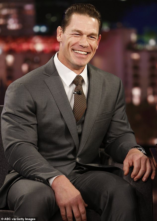 Happy hunk: Recently, Cena revealed he is 'very happy' with his relationship, and that the couple will be celebrating the romantic holiday of Valentine's Day together; seen last week on Jimmy Kimmel Live