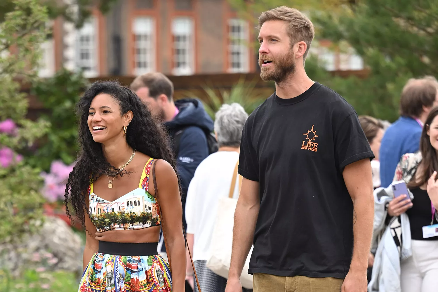 Vick Hope and Calvin Harris attend the Chelsea Flower Show on May 23, 2022