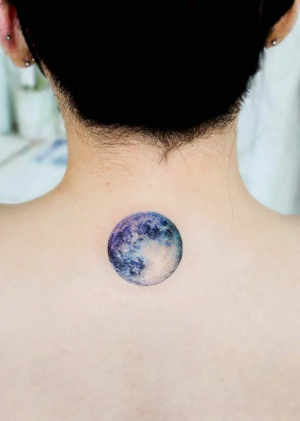 Blue moon back tattoo by @eunyutattoo