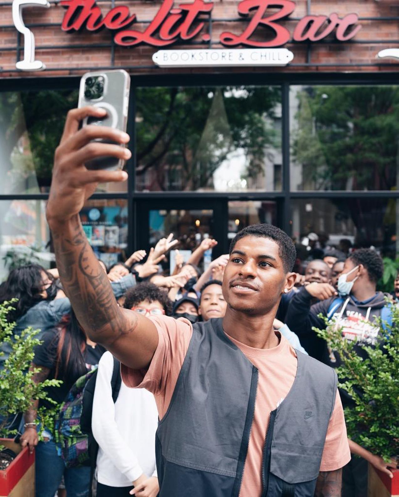 Man Utd star Marcus Rashford meets fans at a Book store in the Bronx, New York