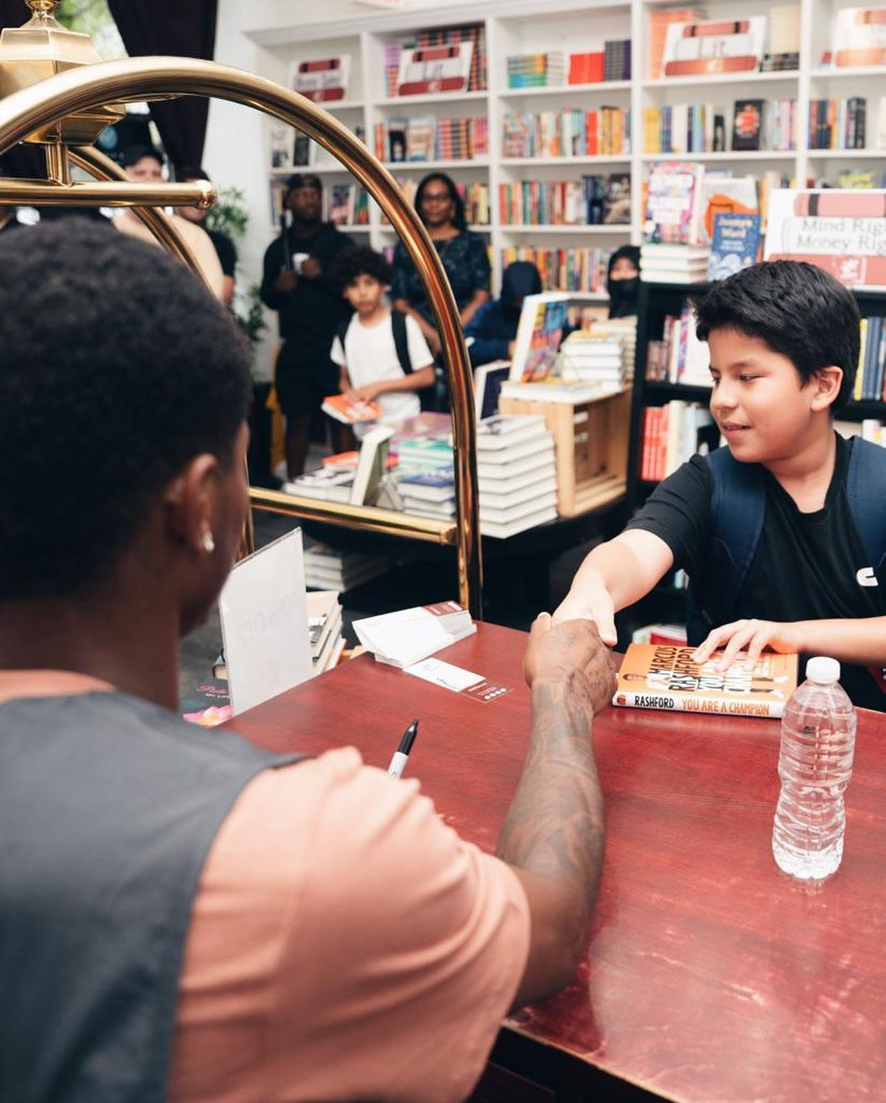 Rashford stopped to sign copies of his latest book