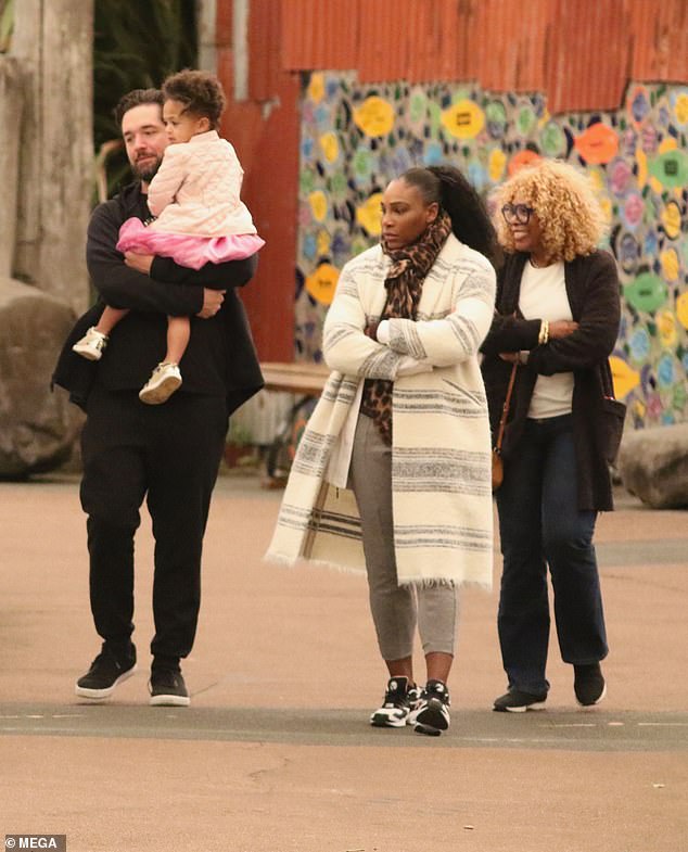 Family reunion: Oracene Price, the professional tennis player's mother, also joined them for the outing, as they explored the park while spending quality time together