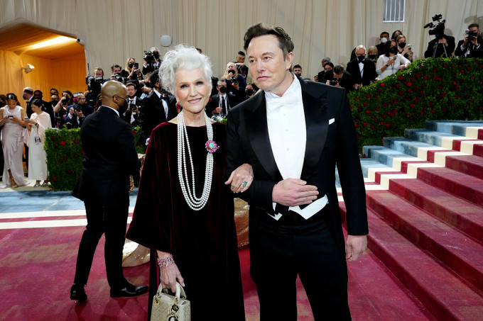 Billionaire Elon Musk and his mother Maye Musk at the 2022 Met Gala in New York. Photo: Film Magic