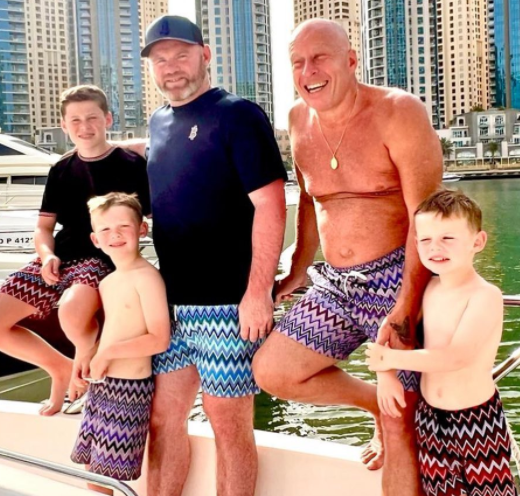 Wayne showed off a pair of snazzy zig-zagged swimming trunks