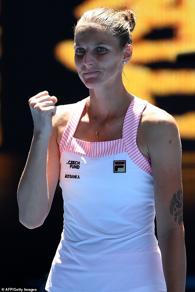 Karolina Pliskova (pictured) saved four match points to send the seven-times champion packing in a heated final set