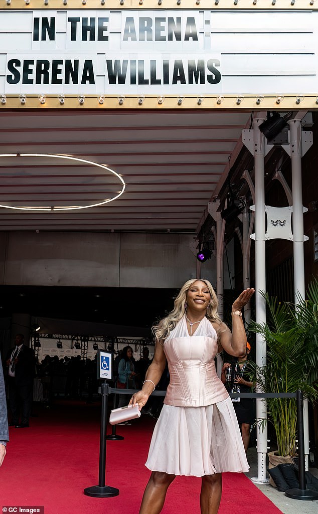 Posing outside the BMCC Theater, which has been renamed to OKX for the festival, Serena proudly gestured to the docuseries title