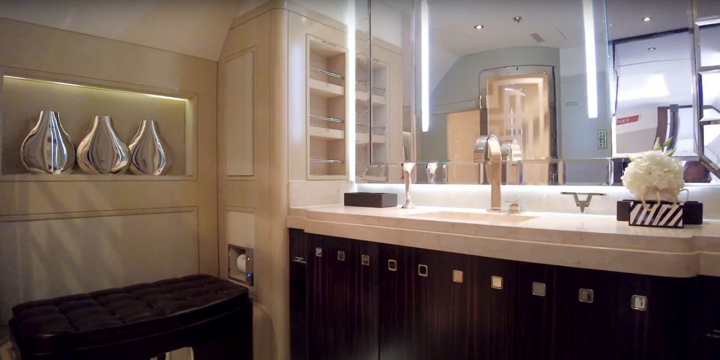 Spacious bathroom are fitted with lavish interiors