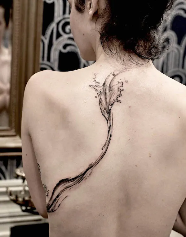 Gorgeous flow of water back tattoo by @joytattoo