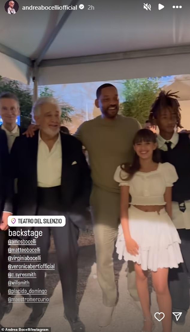 He and Jaden posted for more photos in another video featuring Virginia Bocelli, Andrea's youngest daughter, and the legendary tenor Placido Domingo