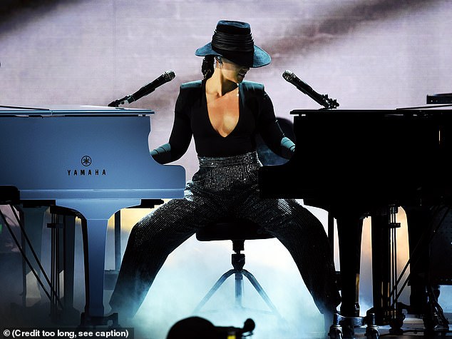 Dazzling:  Alicia also performed multiple musical numbers onstage that evening, dazzling the audience by playing two pianos simultaneously