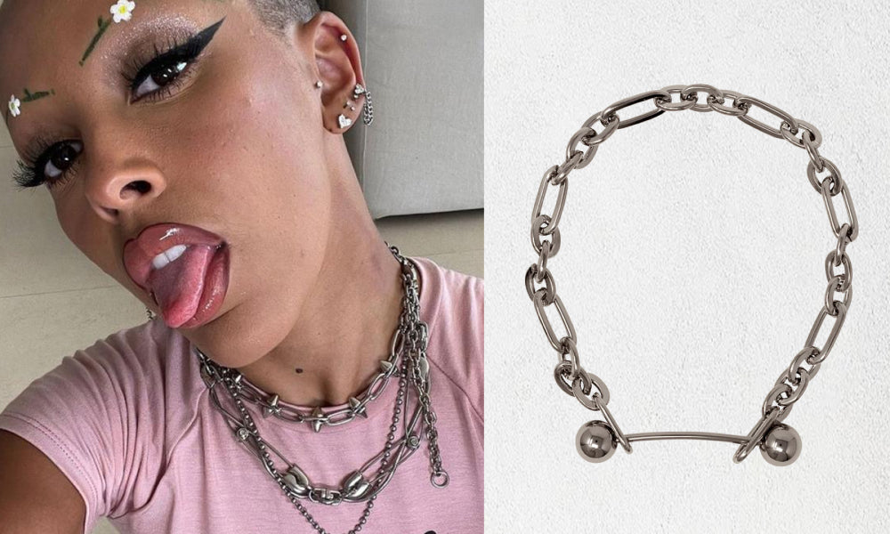 doja cat barbell piercing choker