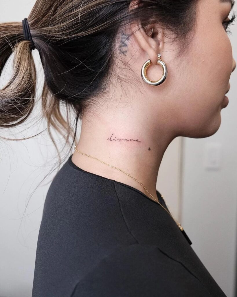 Running script mastery for neck tattoo delicate elegance in divine echo
