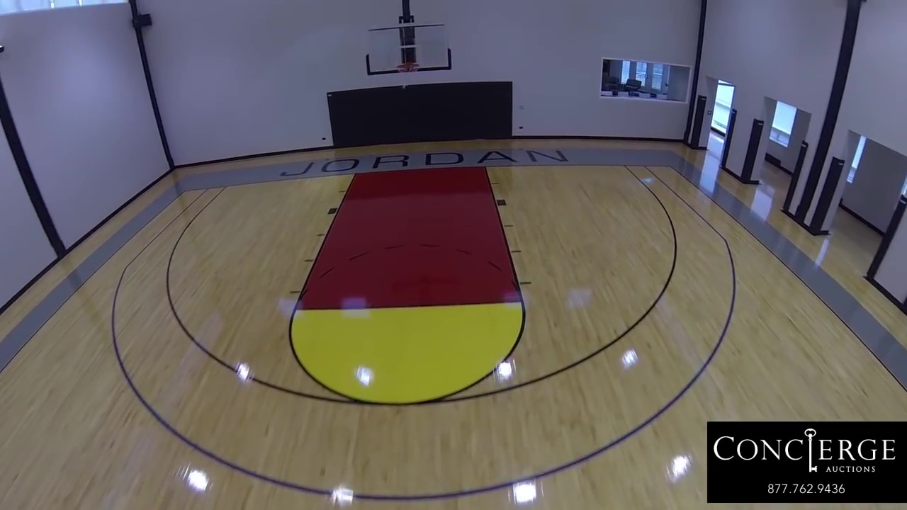 Jordan's basketball court is personalised with his famous name on it