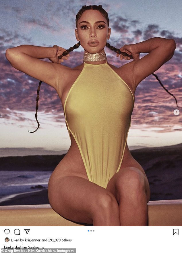 Kim Kardashian shares another snap of her revealing yellow bathing suit |  Daily Mail Online